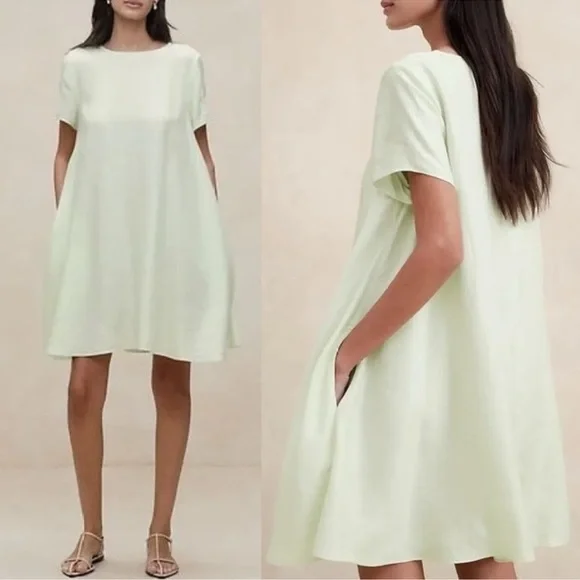 Banana Republic | Dresses | Banana Republic Aurelia Linenblend Mini Dress  In Brat Green Pastel Size Small | Poshmark